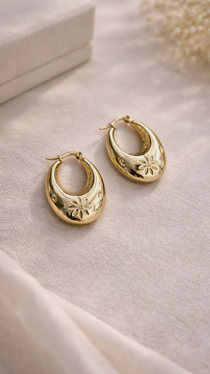 Golden Petal Hoops